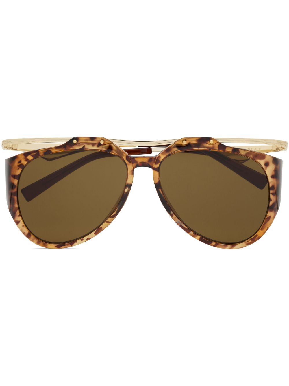 Saint Laurent Eyewear Amelia 飞行员镜框太阳眼镜 - 褐色