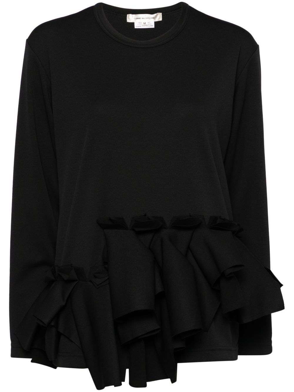 Comme Des Garçons 荷叶边长袖上衣 - 黑色
