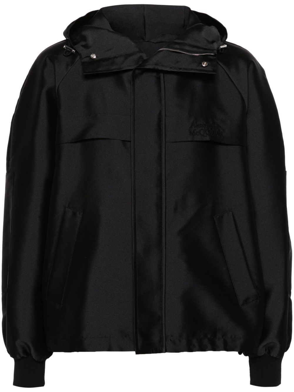 Alexander McQueen logo刺绣夹克 - 黑色