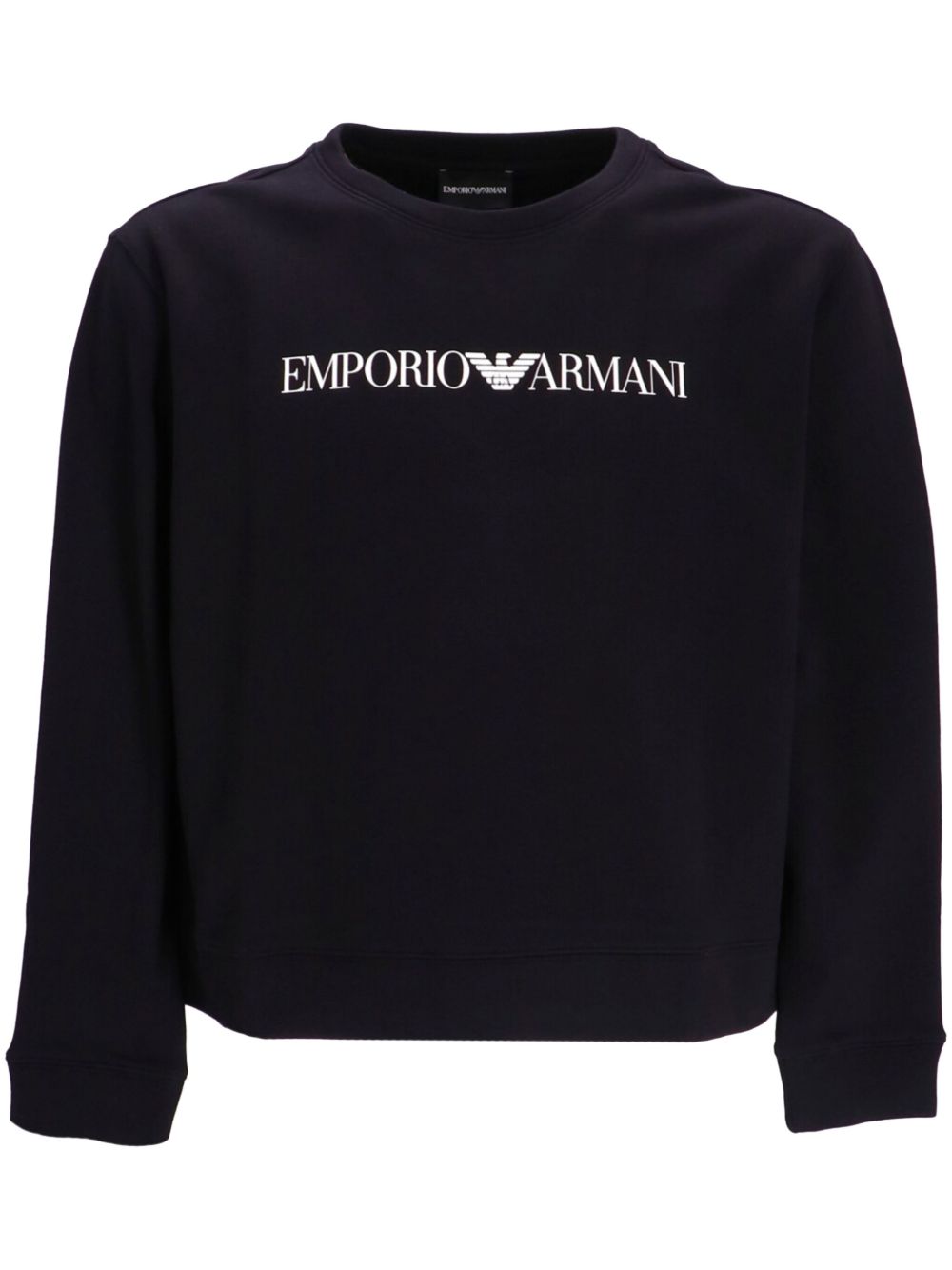 Emporio Armani logo印花棉卫衣 - 黑色