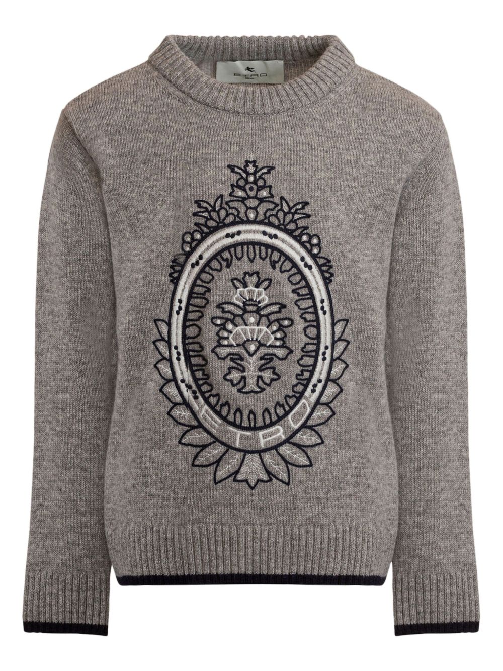 ETRO KIDS Coat of Arms 刺绣毛衣 - 灰色