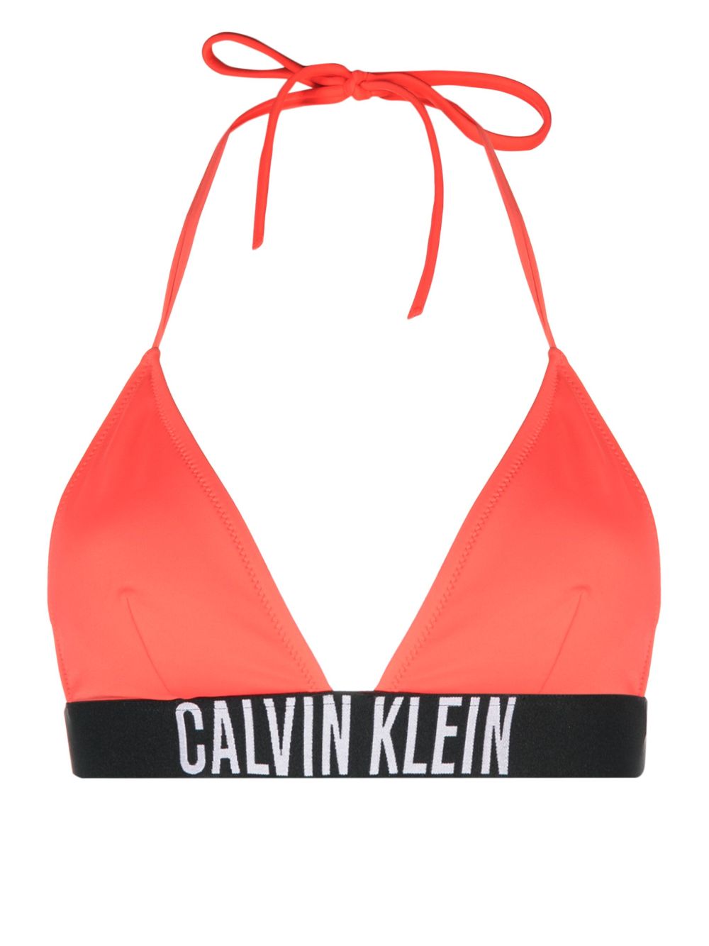 Calvin Klein logo织带挂脖比基尼上装 - 红色