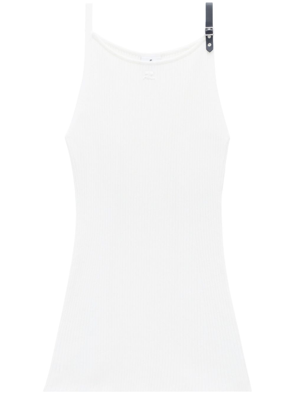 Courrèges 标贴罗纹针织连衣裙 - 白色