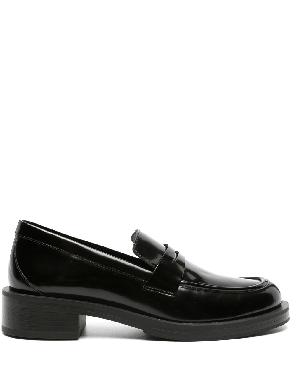 Stuart Weitzman Palmer Bold 皮质乐福鞋 - 黑色