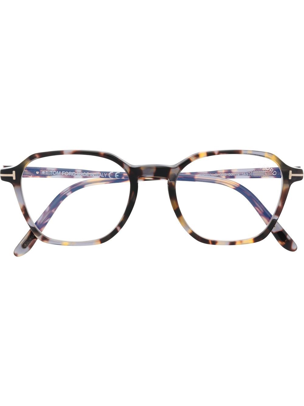 TOM FORD Eyewear 汤姆福特 玳瑁纹效果圆框眼镜 - 褐色