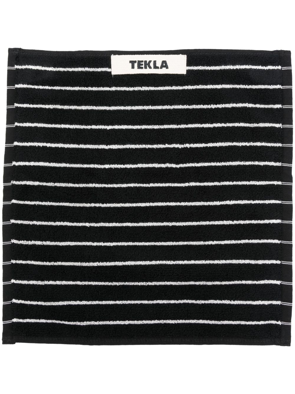 TEKLA 条纹棉毛巾（30厘米 x 30厘米） - 黑色
