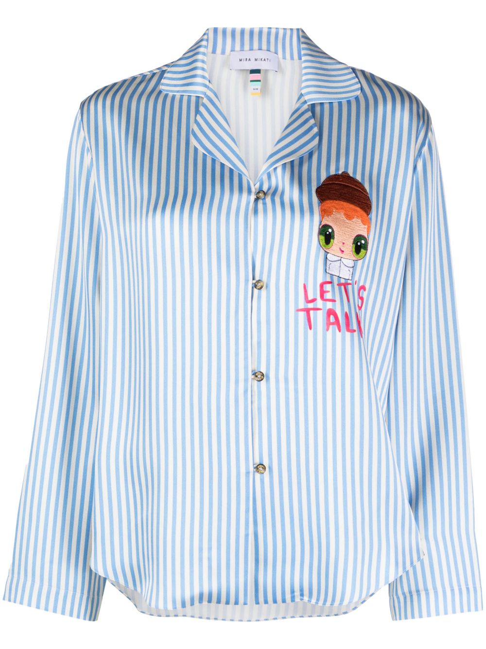 Mira Mikati x Javier Calleja 条纹缎面衬衫 - 白色