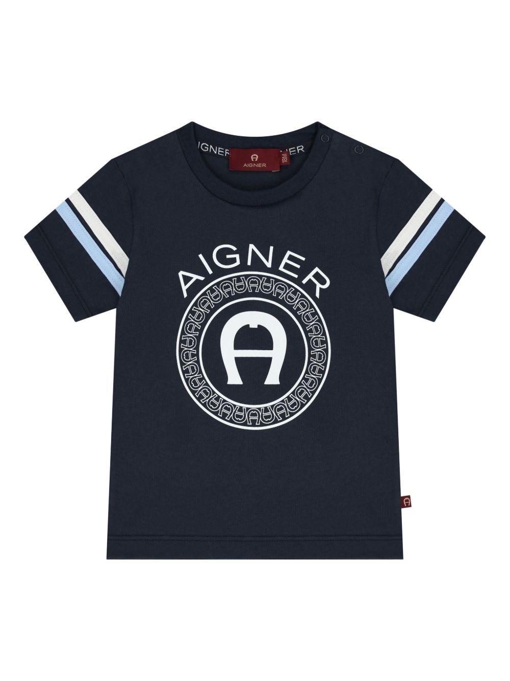 Aigner Kids logo印花T恤 - 蓝色