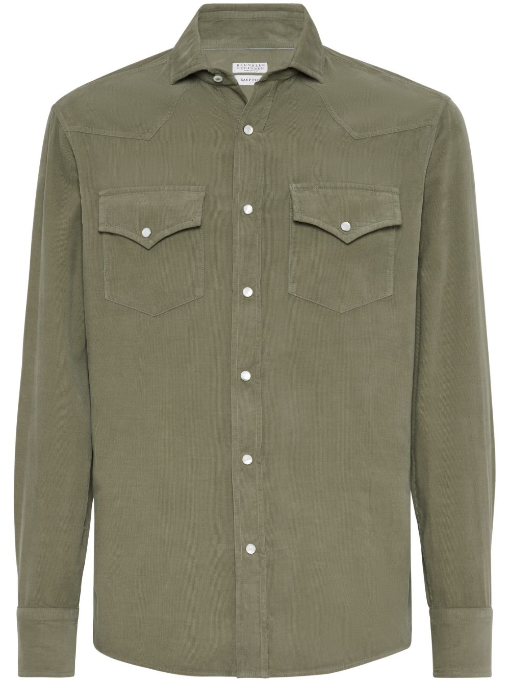 Brunello Cucinelli 牛仔棉衬衫 - 绿色
