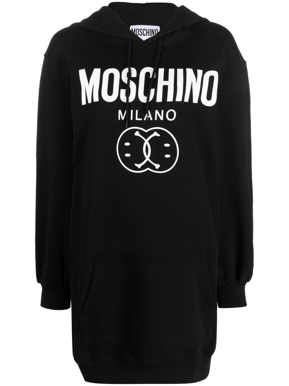 Moschino 莫斯奇诺 logo印花连帽连衣裙 - 黑色