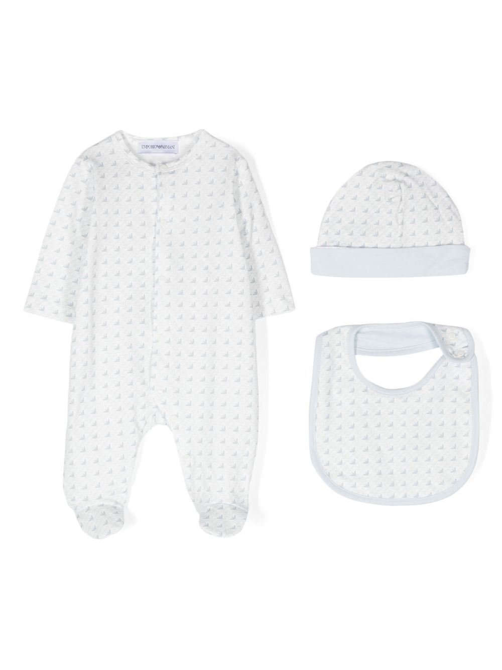 Emporio Armani Kids 老鹰印花睡衣套装 - 白色