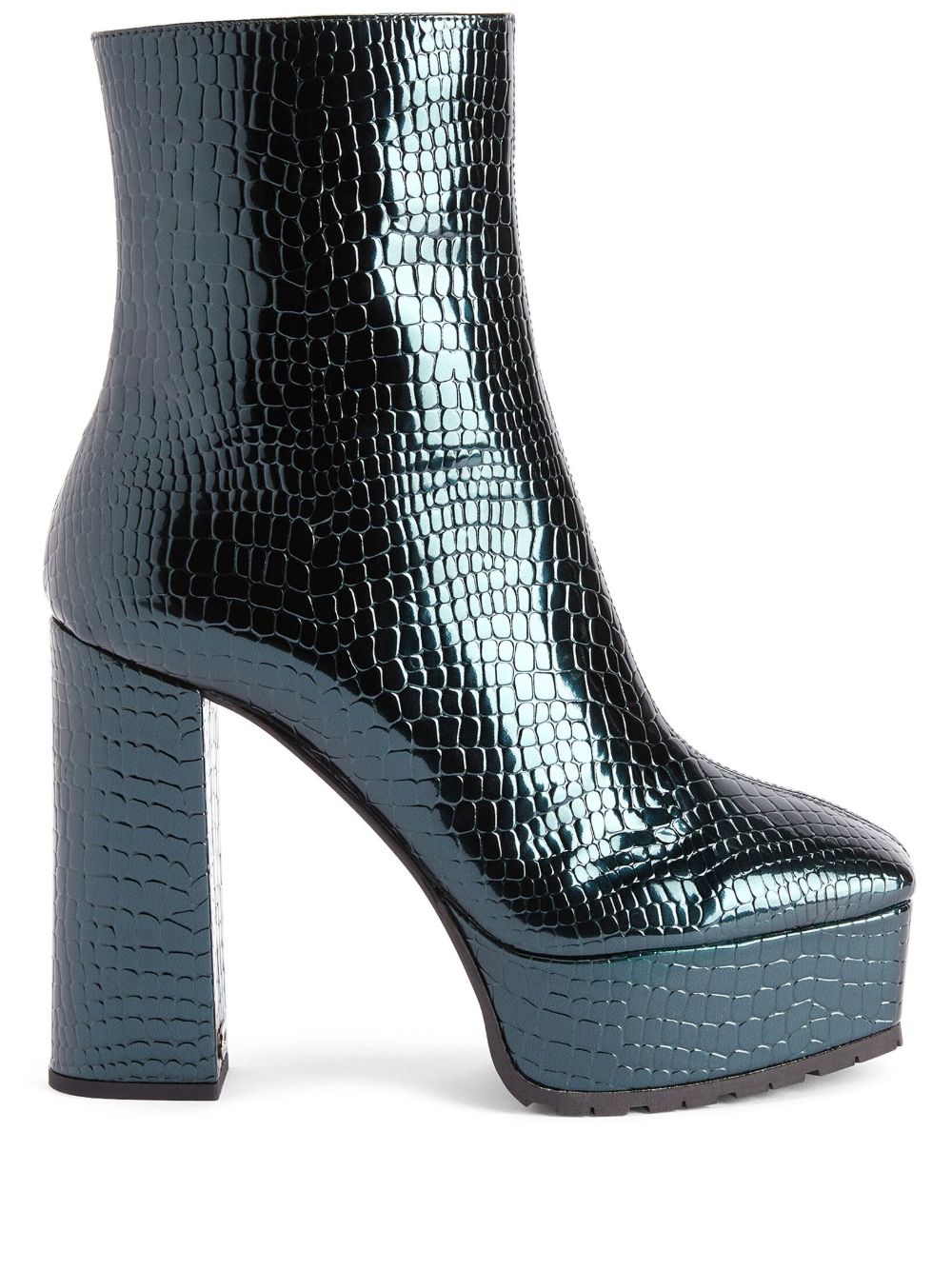 Giuseppe Zanotti Morgana 仿鳄鱼纹高跟中筒靴 - 绿色