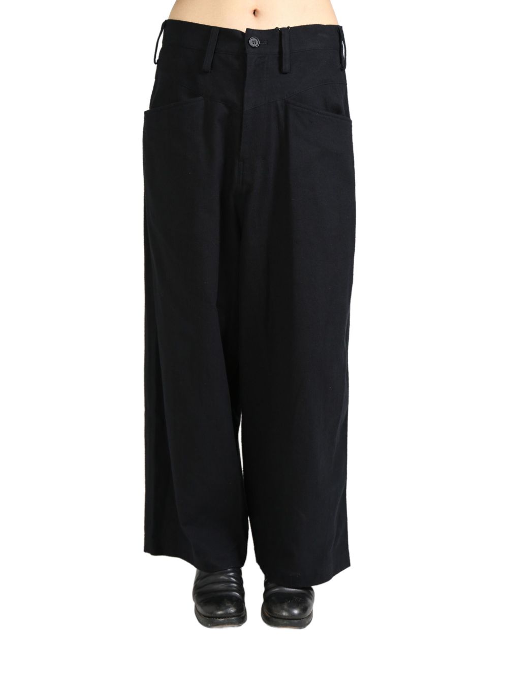 Yohji Yamamoto cotton straight-leg trousers - 黑色