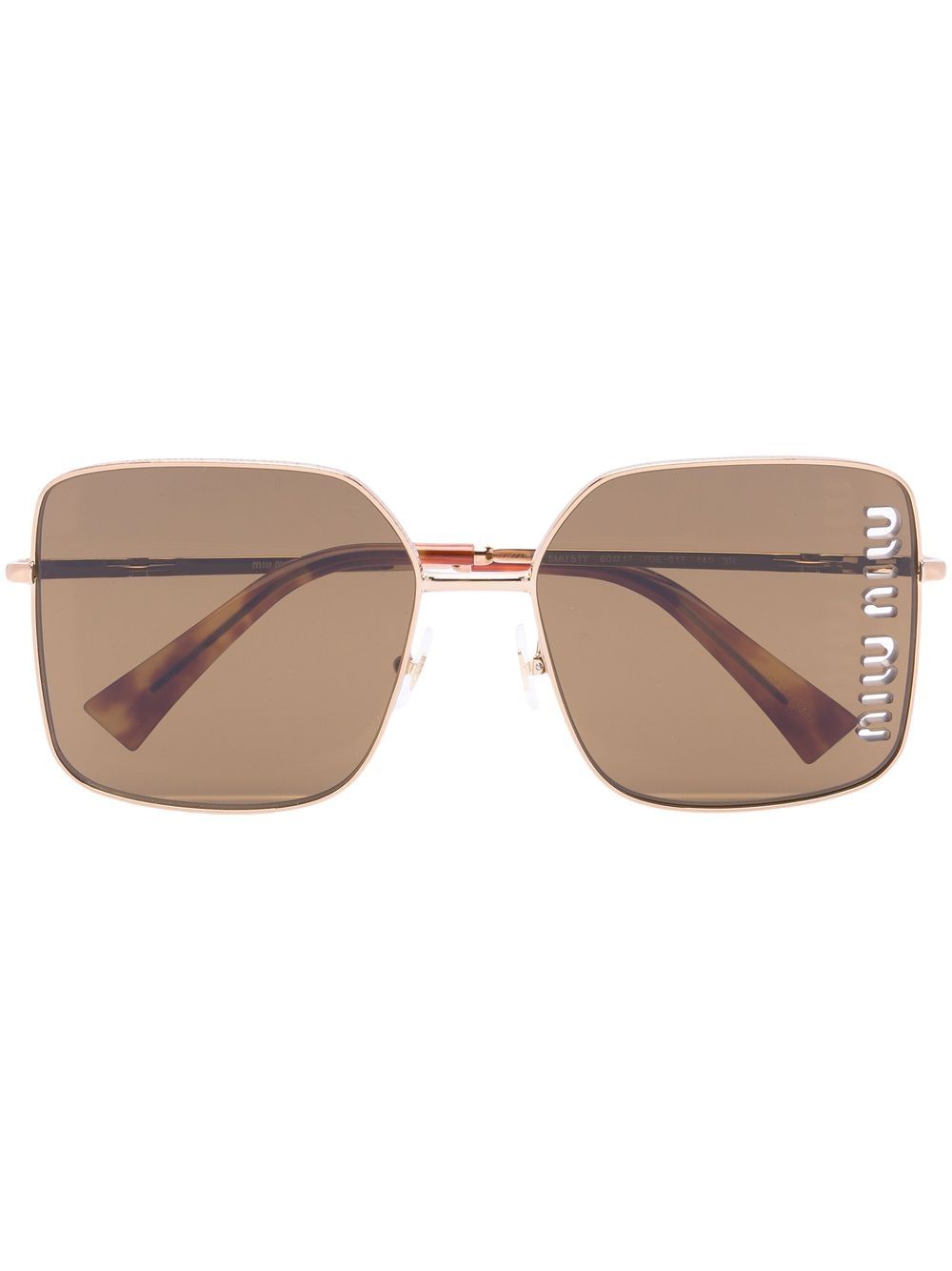 Miu Miu Eyewear logo细节方框太阳眼镜 - 金色