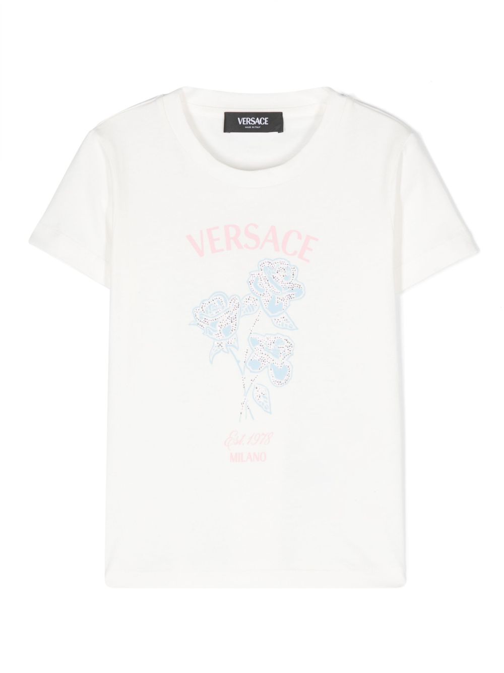Versace Kids 花卉印花棉T恤 - 白色