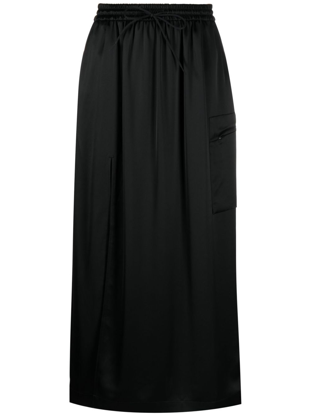 Y-3 侧开衩工装超长半身裙 - 黑色