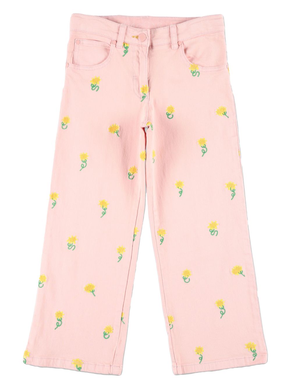 Stella McCartney Kids 刺绣直筒牛仔裤 - 粉色