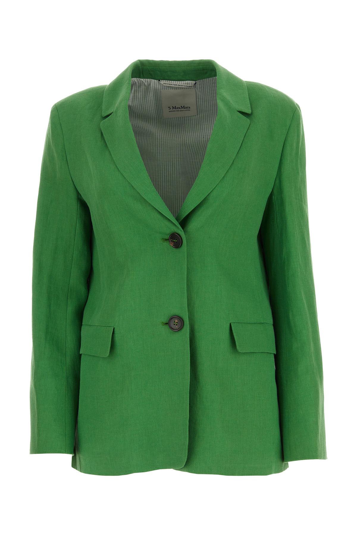 'S Max Mara 草绿色亚麻 Sofia 西装外套