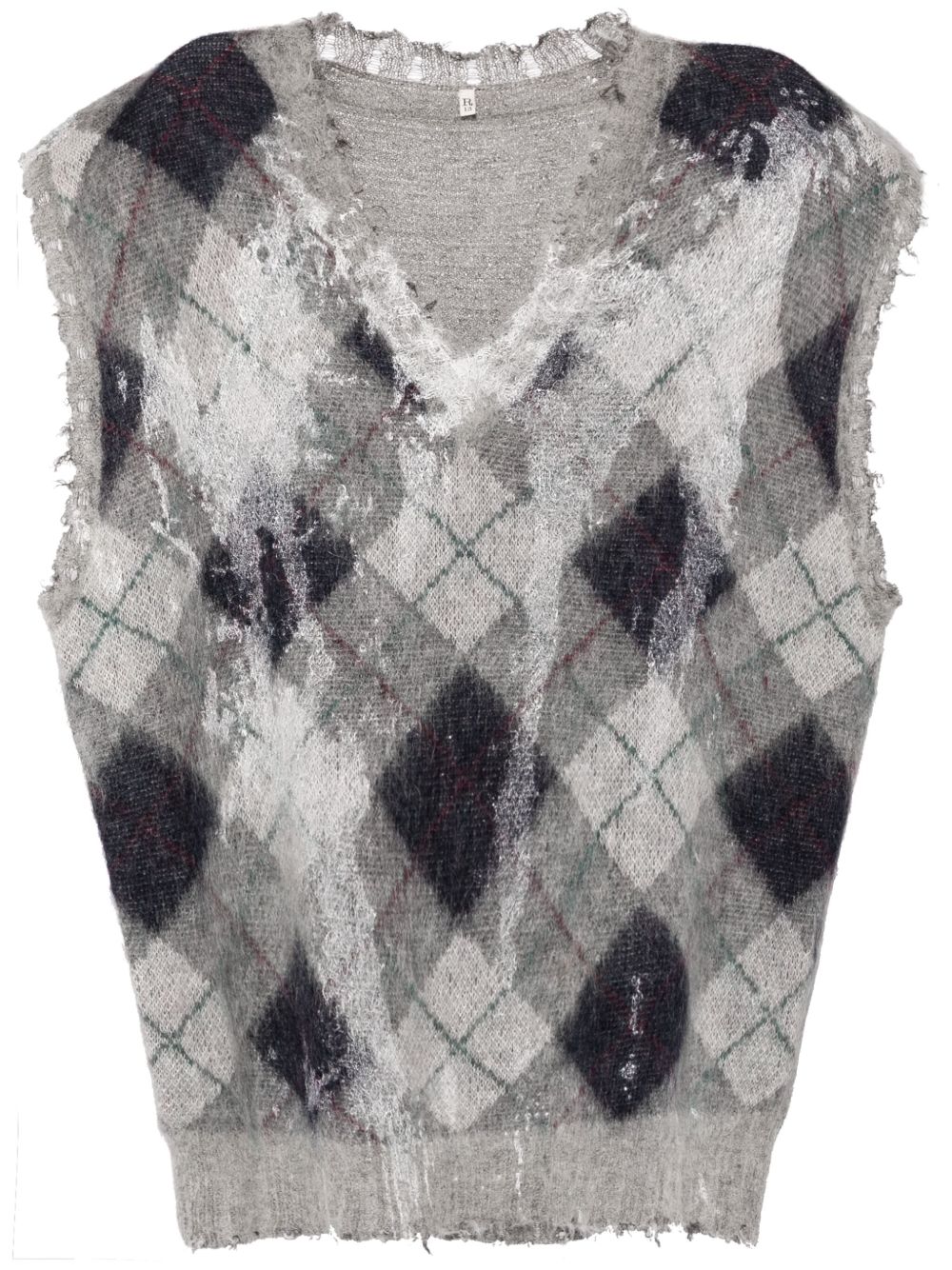 R13 Oversized Sweater 菱格纹马甲 - 灰色
