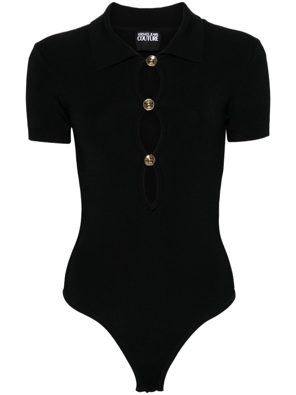 Versace Jeans Couture polo领针织连体衣 - 黑色