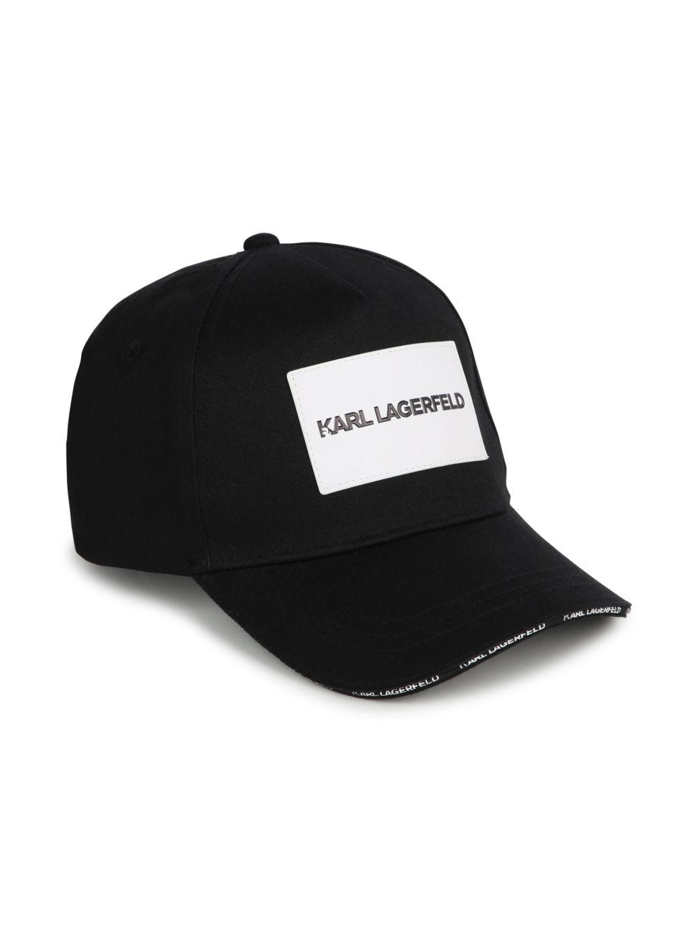 Karl Lagerfeld Kids logo贴花棉棒球帽 - 黑色