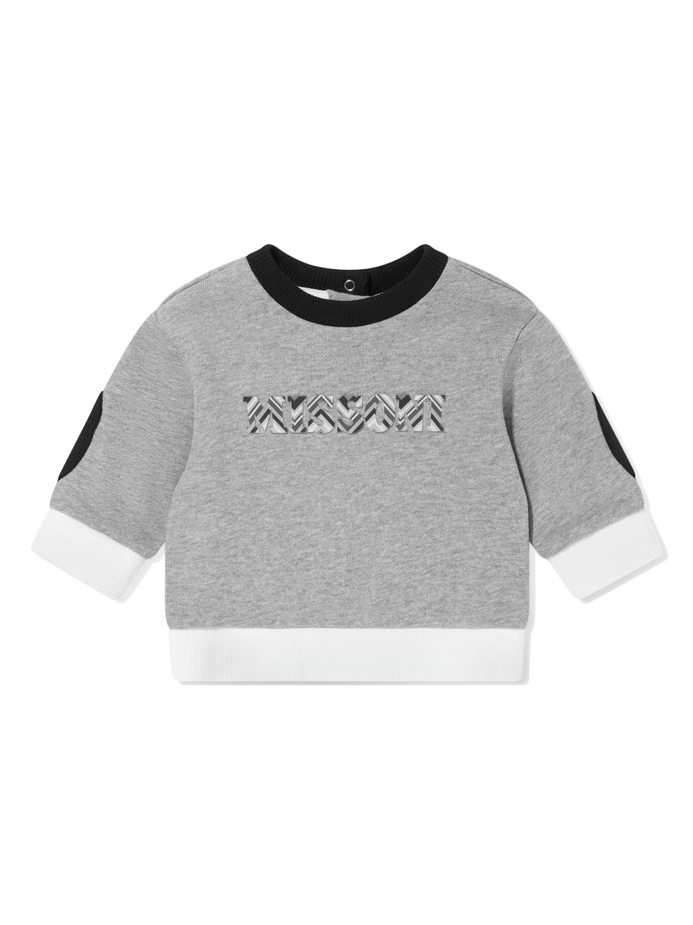 Missoni Kids logo贴花棉圆领卫衣 - 灰色