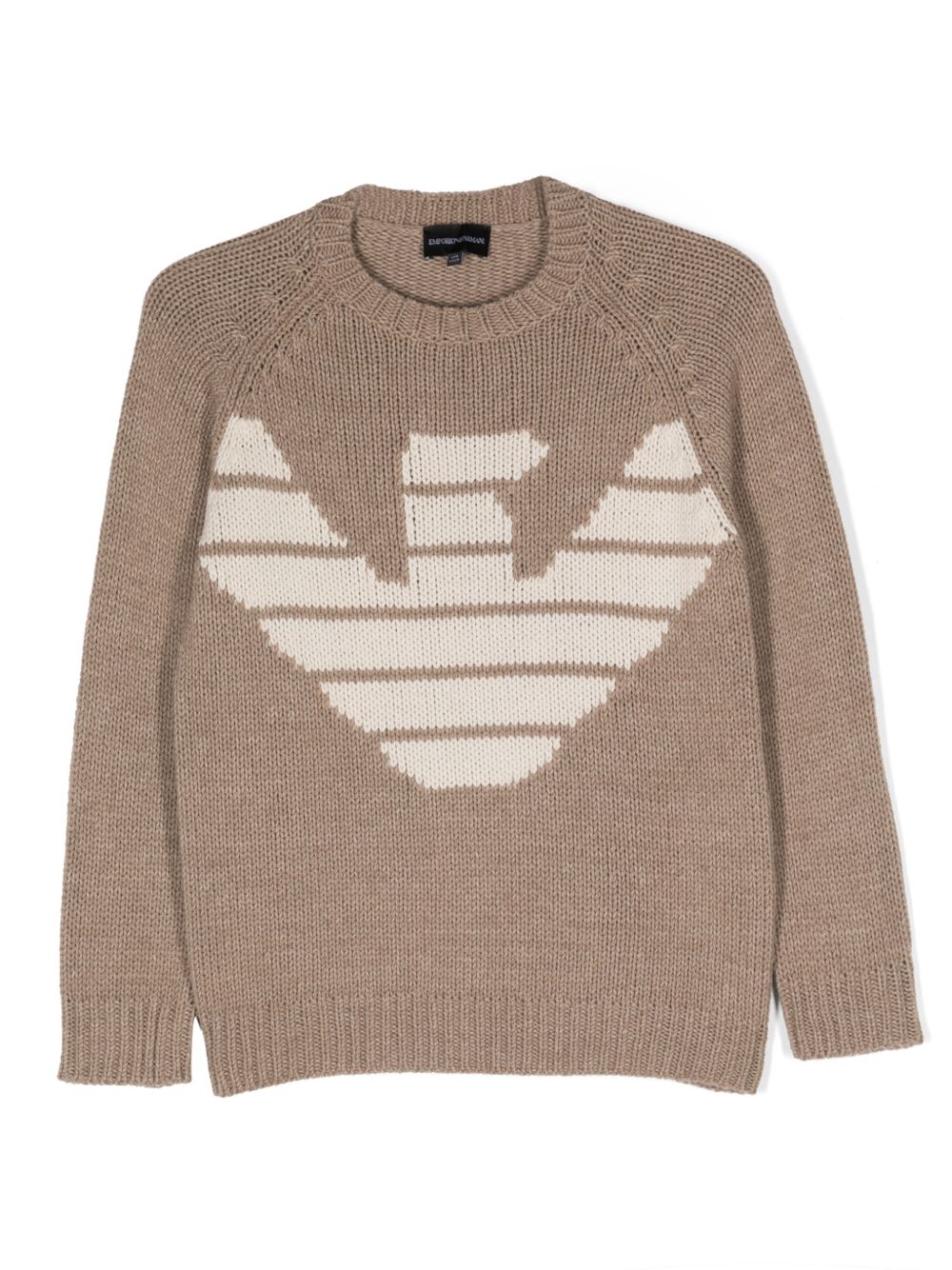 Emporio Armani Kids logo嵌花圆领毛衣 - 中性色
