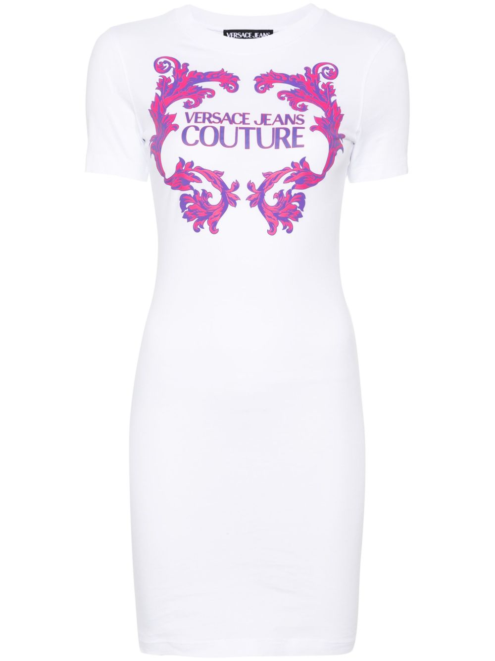 Versace Jeans Couture logo印花棉连衣裙 - 白色
