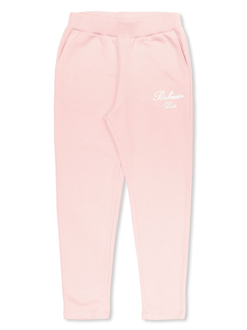 Balmain Kids 银色logo印花运动裤 - 粉色