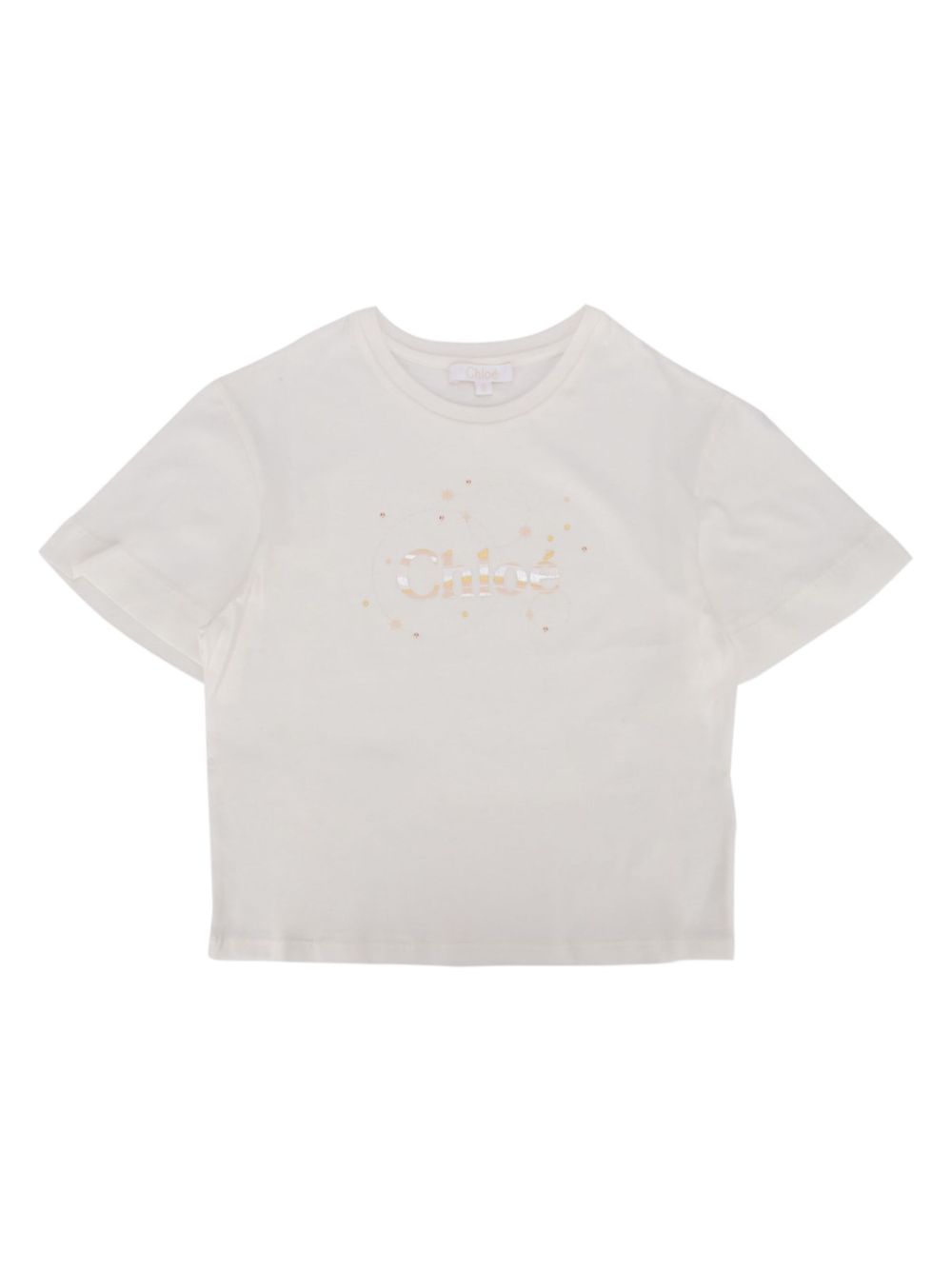 Chloé Kids logo印花T恤 - 白色