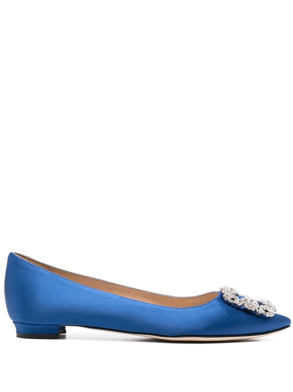 Manolo Blahnik Hangisi 扣环细节芭蕾平底鞋 - 蓝色