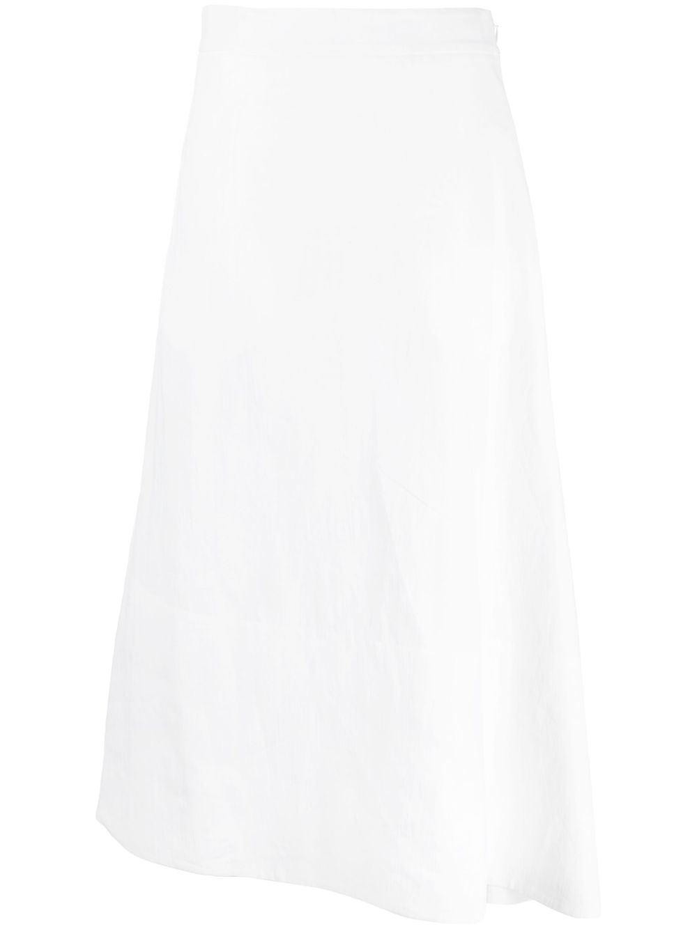Jil Sander 不对称中长亚麻半身裙 - 白色
