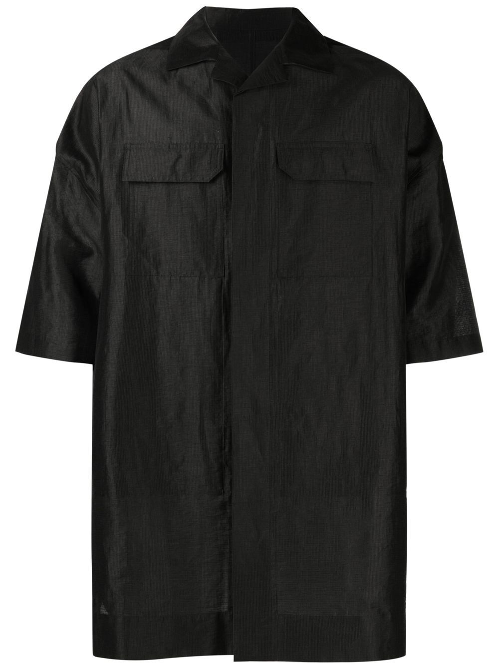 Rick Owens 闪亮效果短袖衬衫 - 黑色