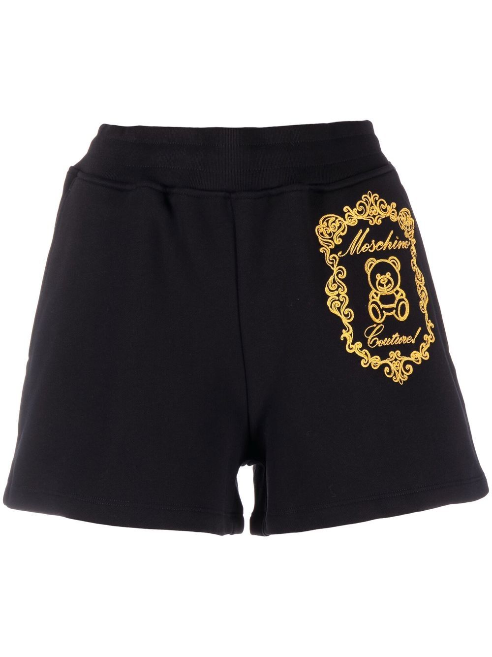 Moschino 莫斯奇诺 logo刺绣棉短裤 - 黑色