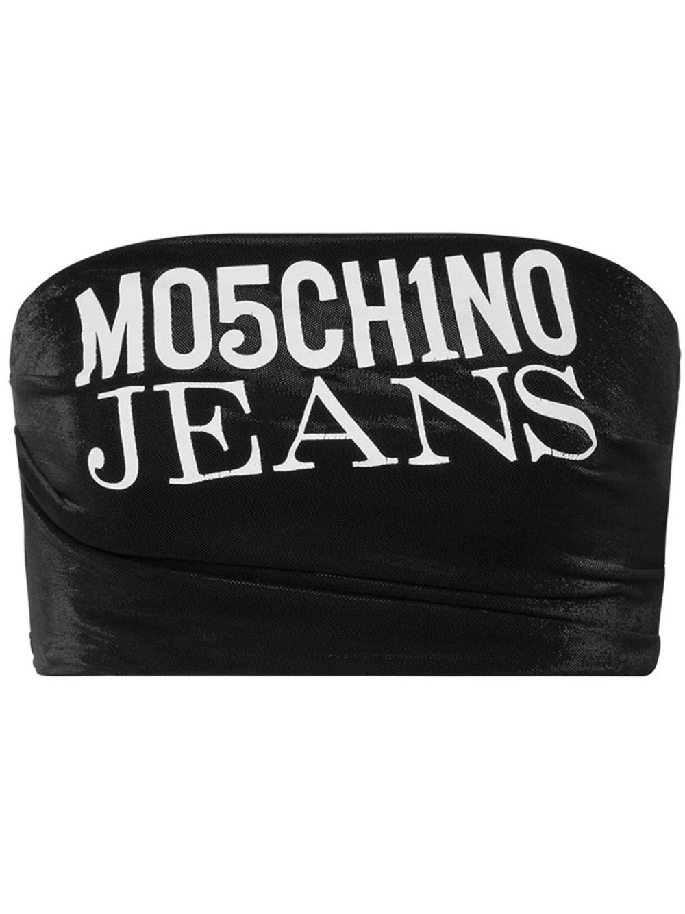 MOSCHINO JEANS logo印花抹胸式上衣 - 黑色