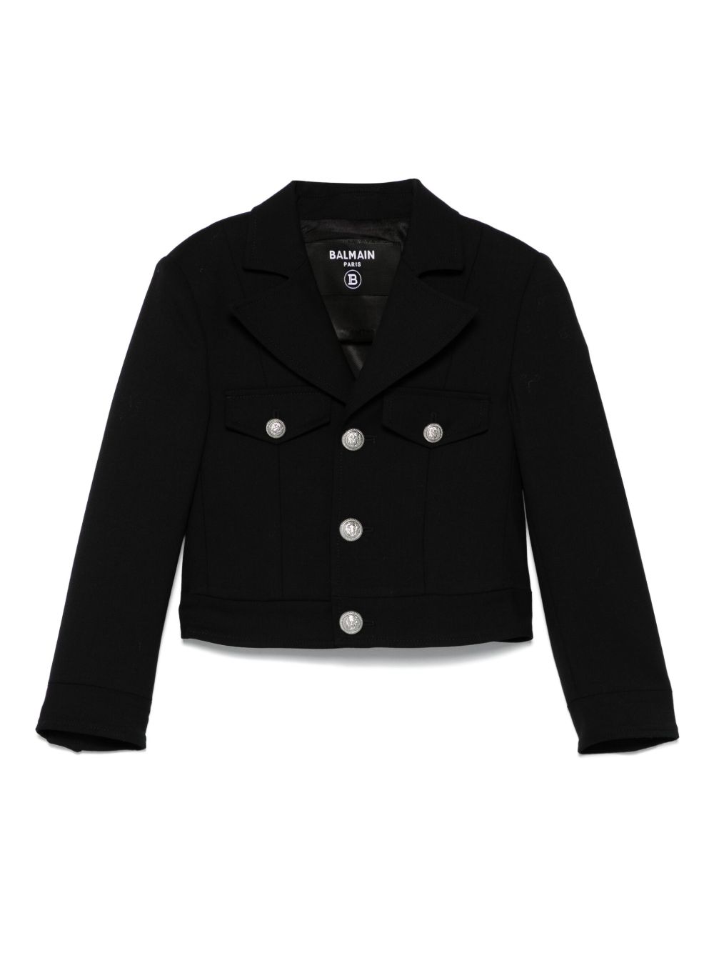 Balmain Kids logo压纹纽扣西装夹克 - 黑色