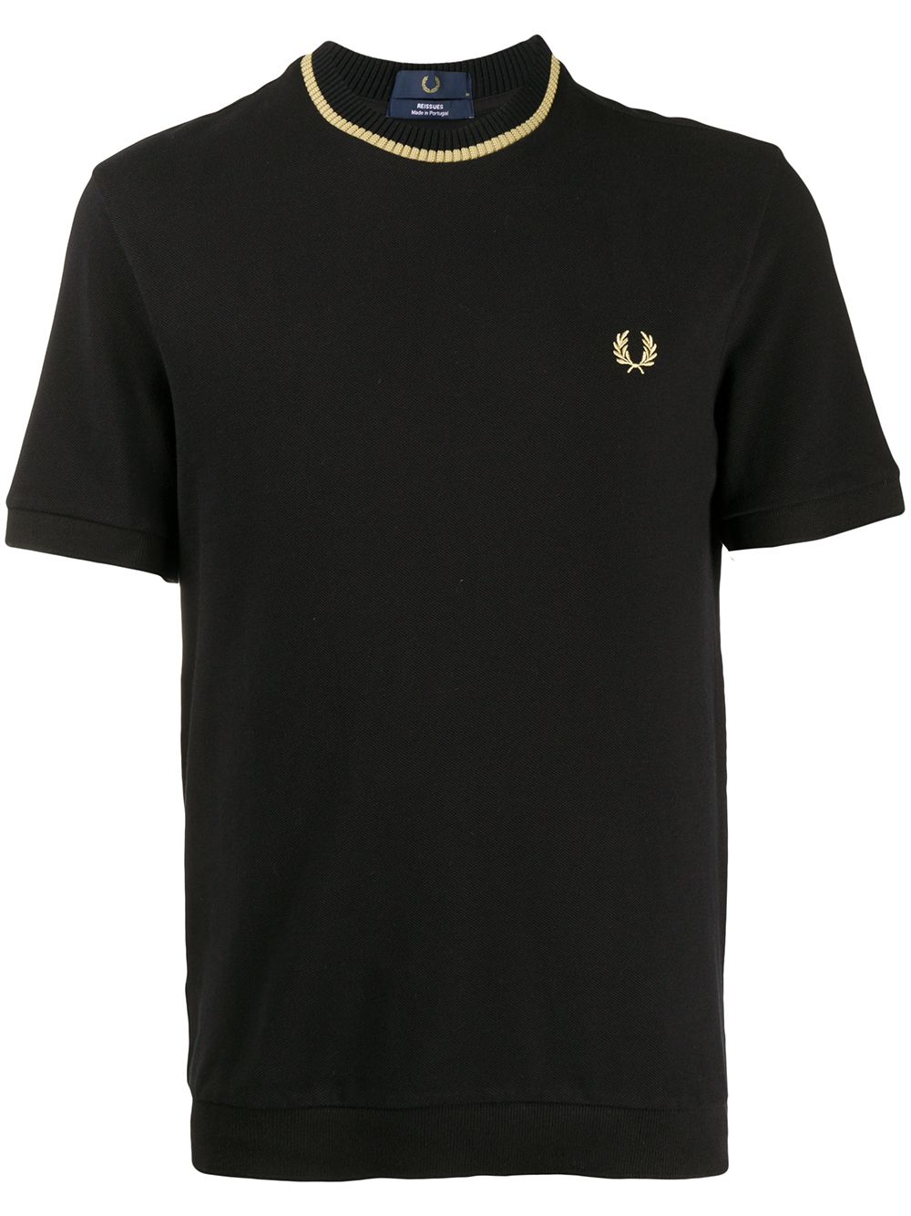 Fred Perry 罗纹边饰T恤 - 黑色