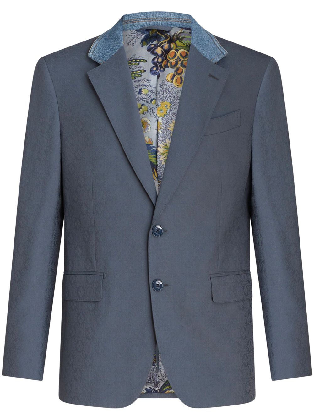 ETRO 图案提花拼接西装夹克 - 蓝色