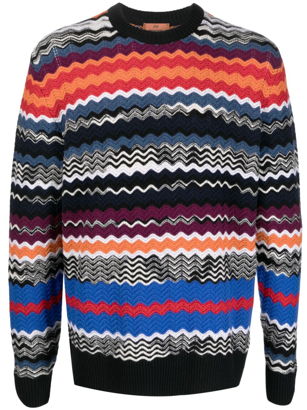 Missoni Z字形图案垮肩毛衣 - 蓝色
