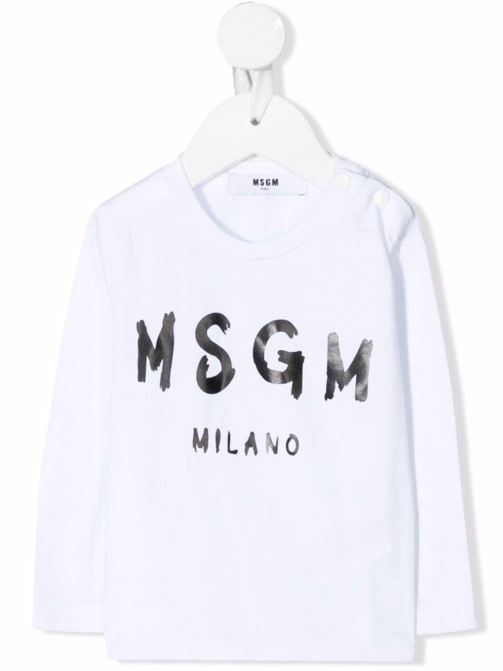 MSGM Kids logo印花长袖T恤 - 白色