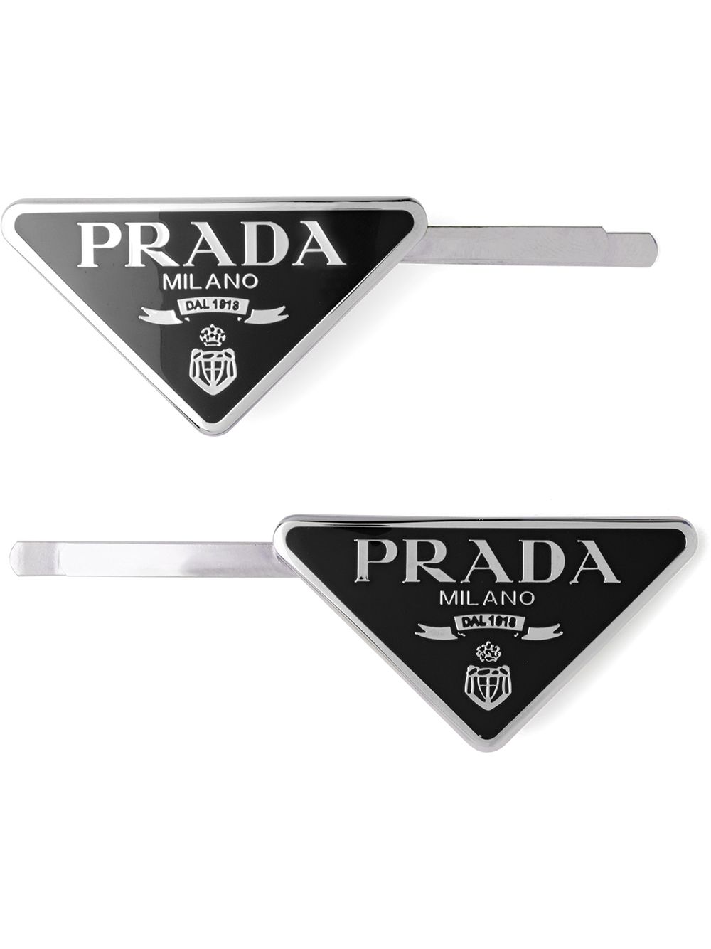 Prada 三角logo发夹（两件装） - 黑色