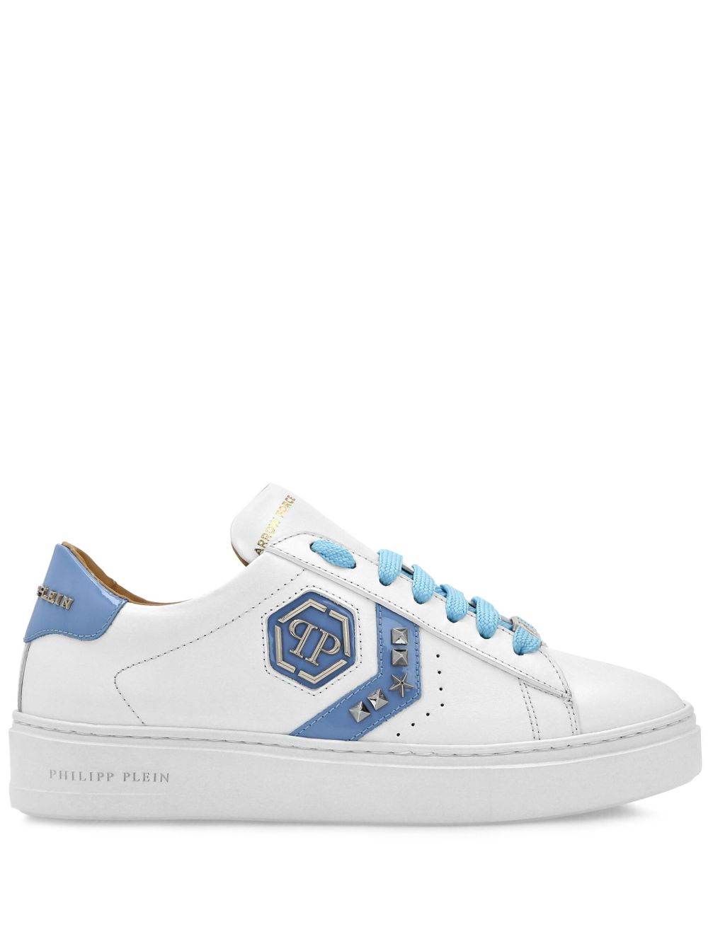 Philipp Plein Arrow Force 皮质运动鞋 - 白色