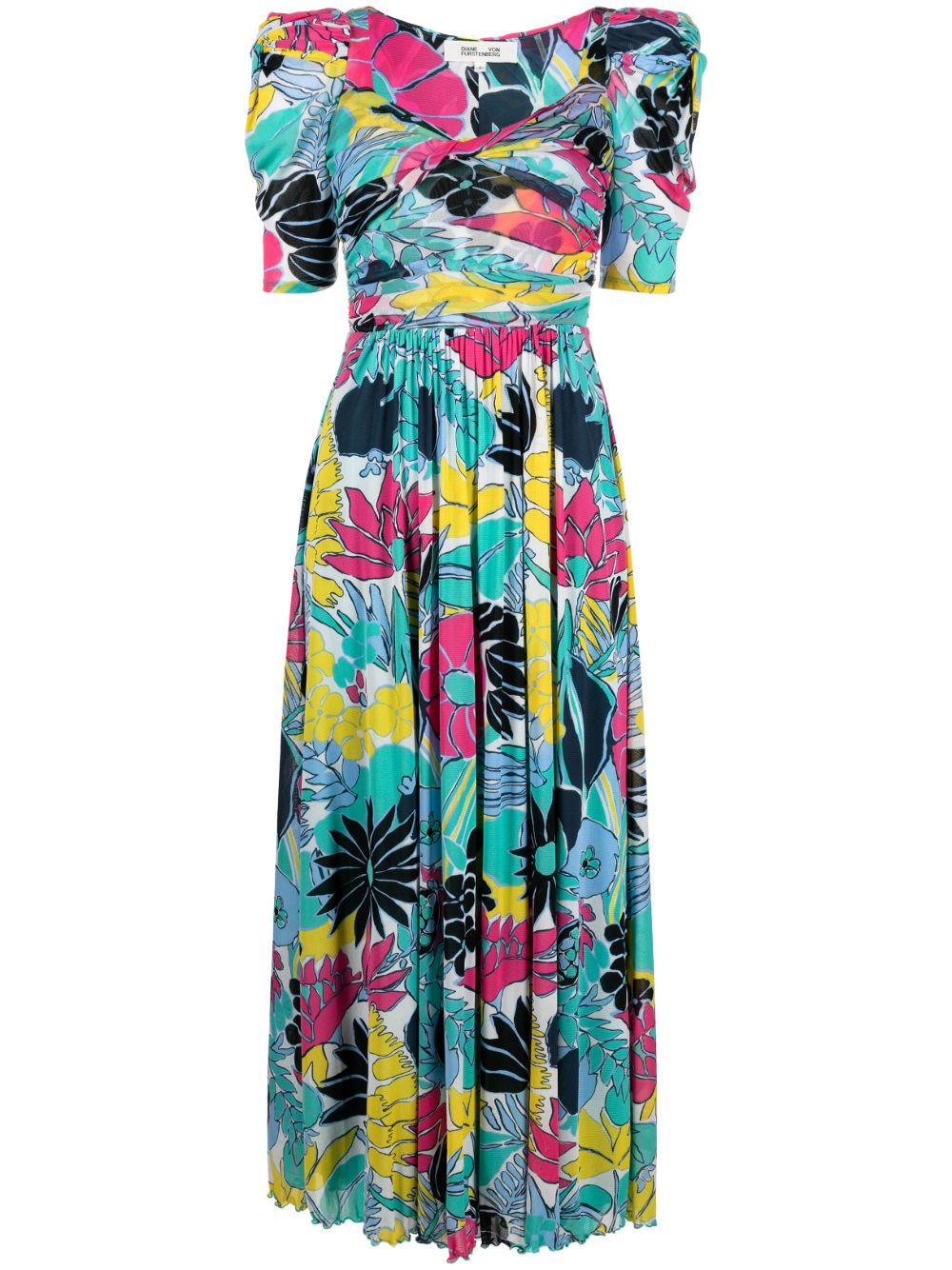 DVF Diane von Furstenberg 花卉印花短袖连衣裙 - 蓝色