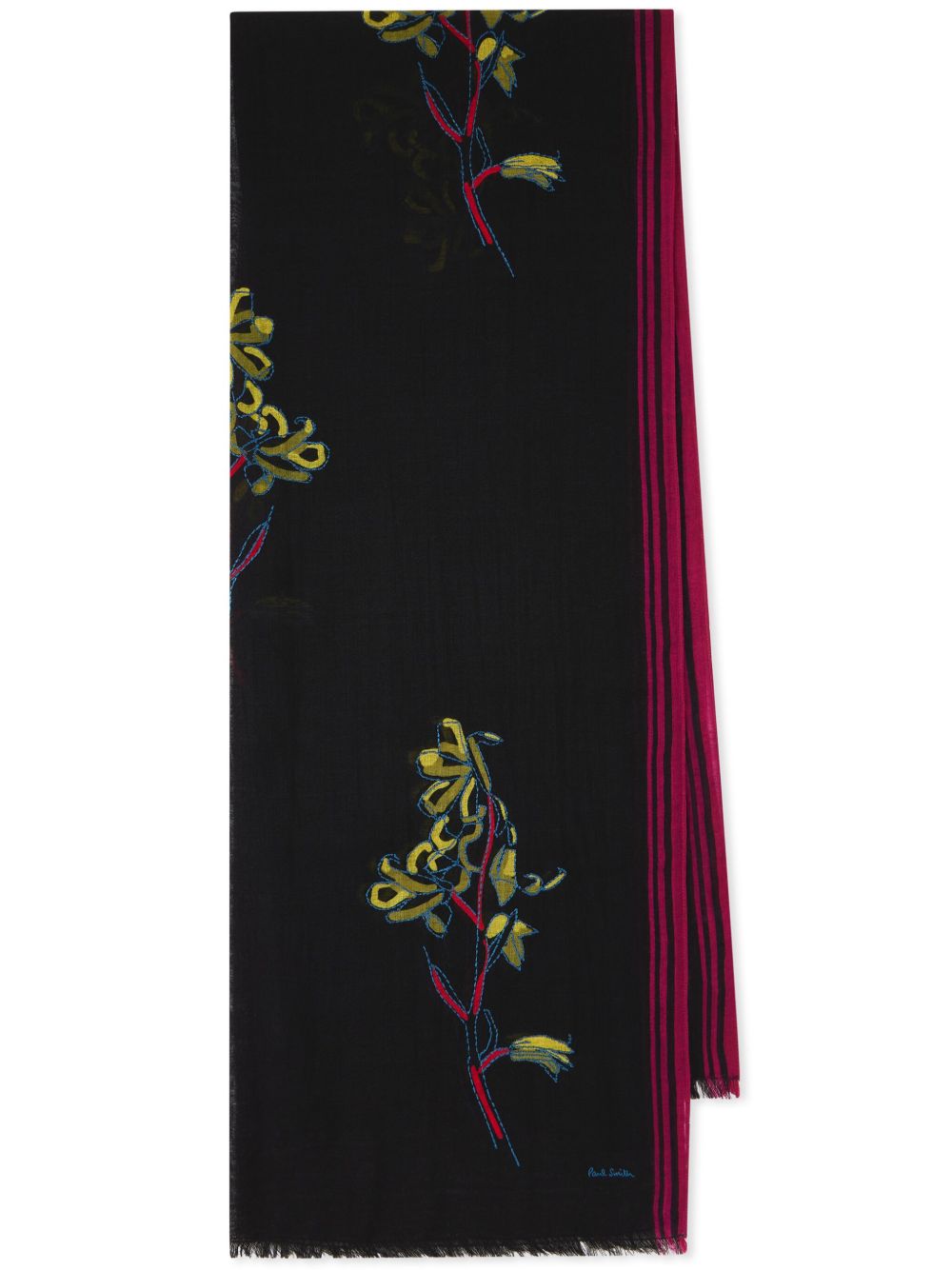 Paul Smith 花卉刺绣围巾 - 黑色