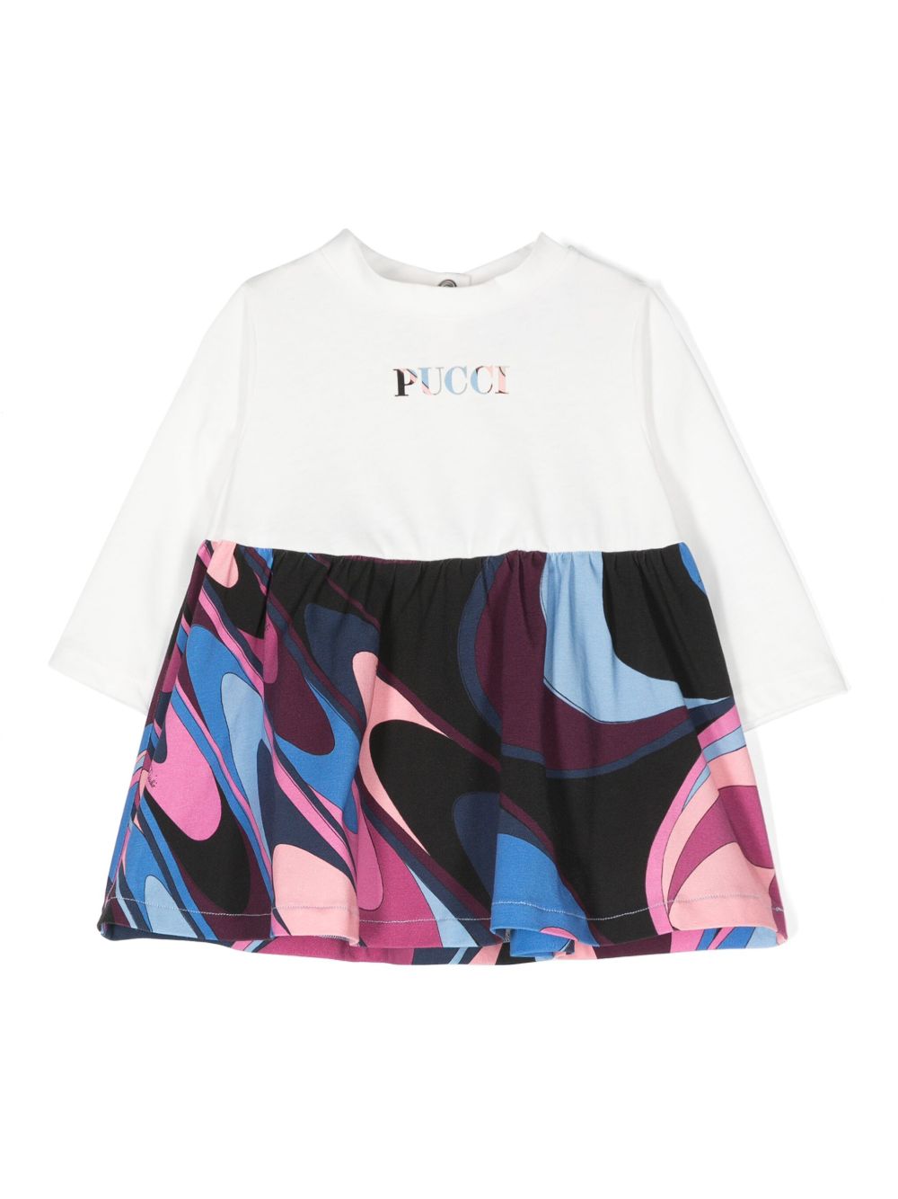 PUCCI Junior 抽象印花连衣裙 - 白色