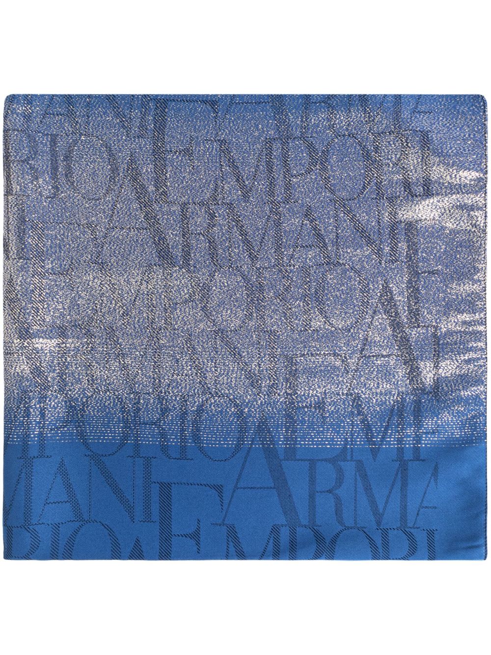 Emporio Armani logo提花磨损边围巾 - 蓝色