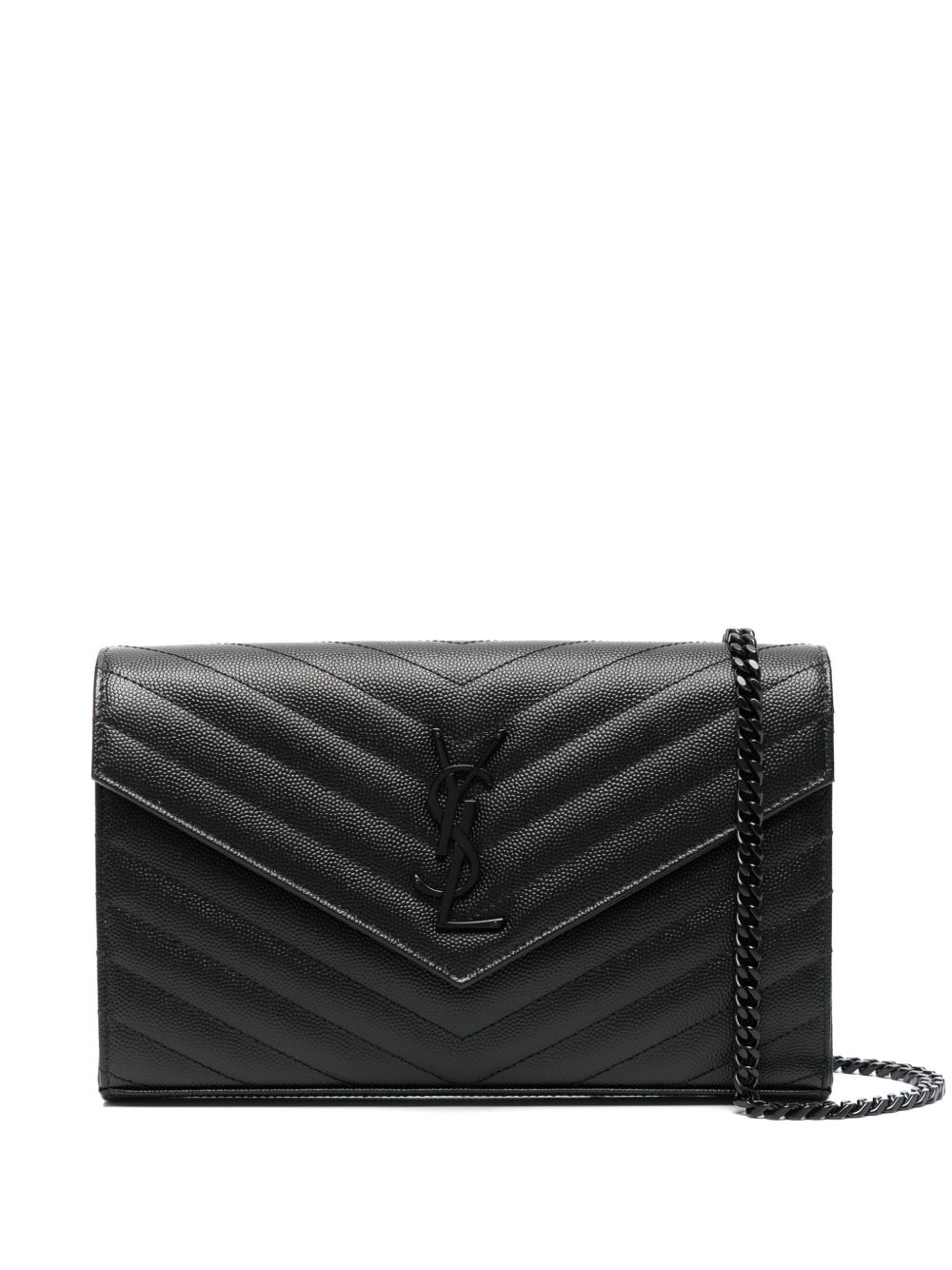 Saint Laurent Classic Cassandre 搭链钱包 - 黑色