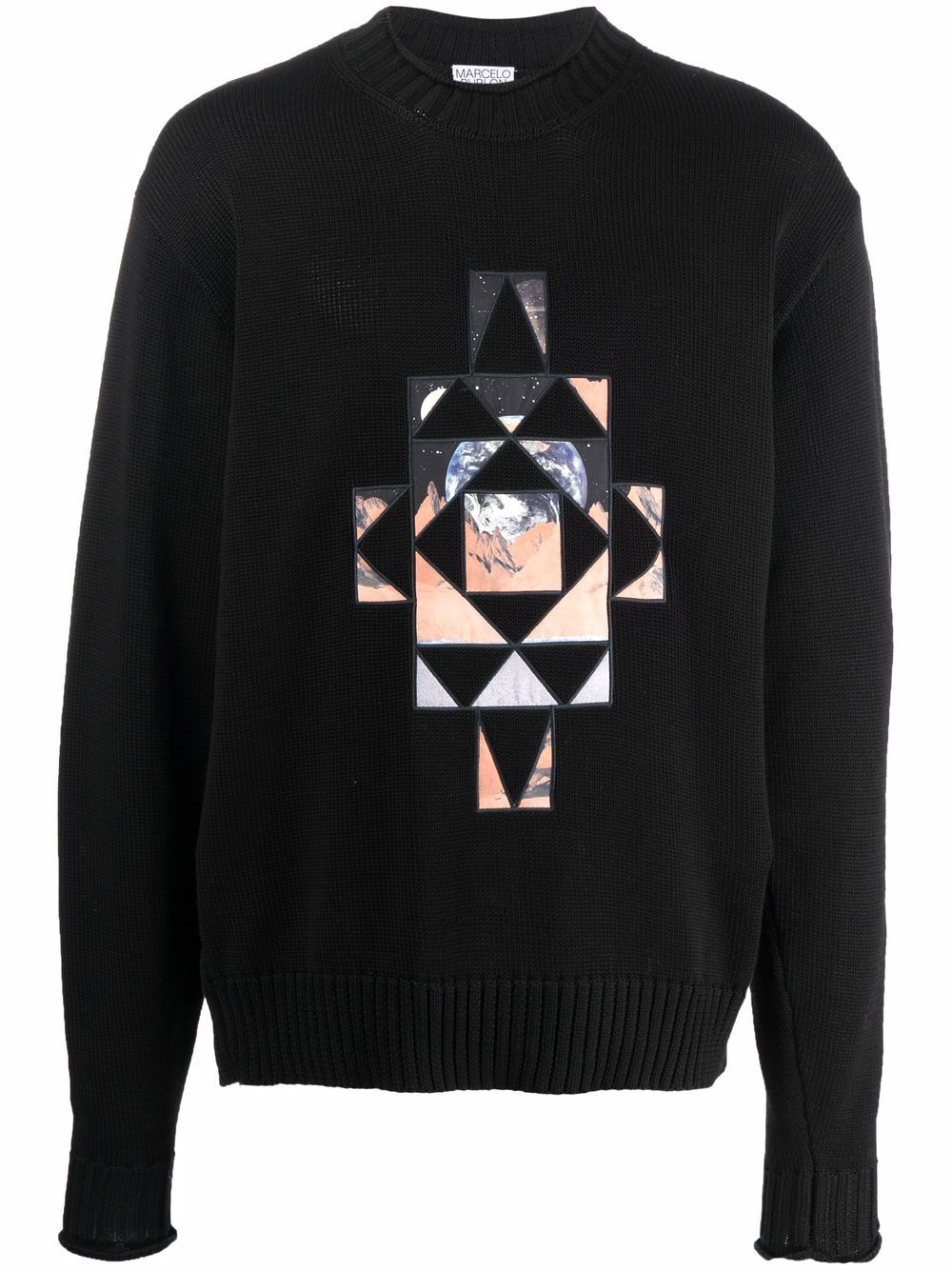 Marcelo Burlon County of Milan 几何图案贴花毛衣 - 黑色