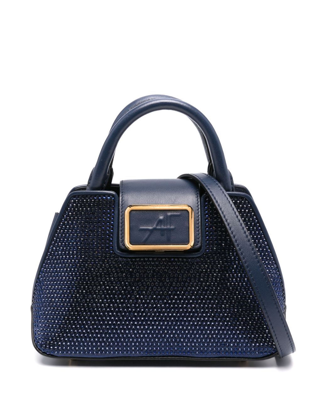 Alberta Ferretti 水钻缀饰皮质手提包 - 蓝色