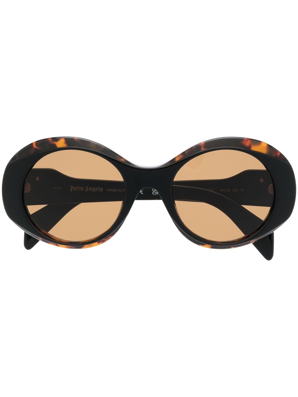 Palm Angels Eyewear 玳瑁纹效果圆框太阳眼镜 - 褐色
